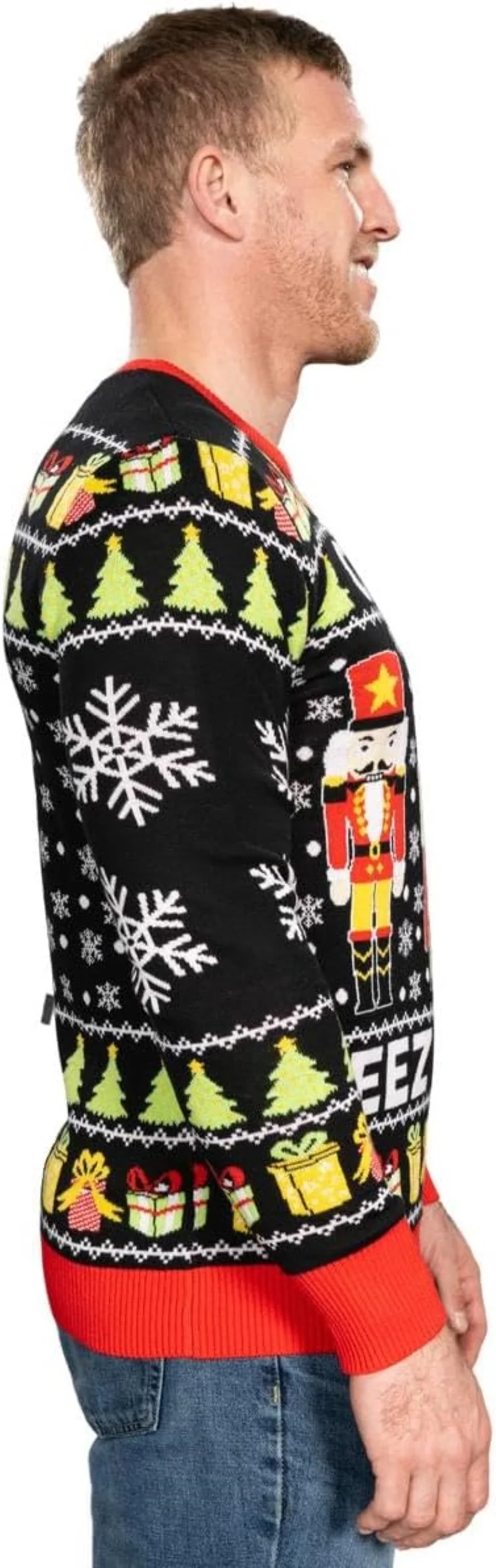 Funny Crack Deez Nuts Nutcracker Santa Knitted Ugly Christmas Sweater - Image 3