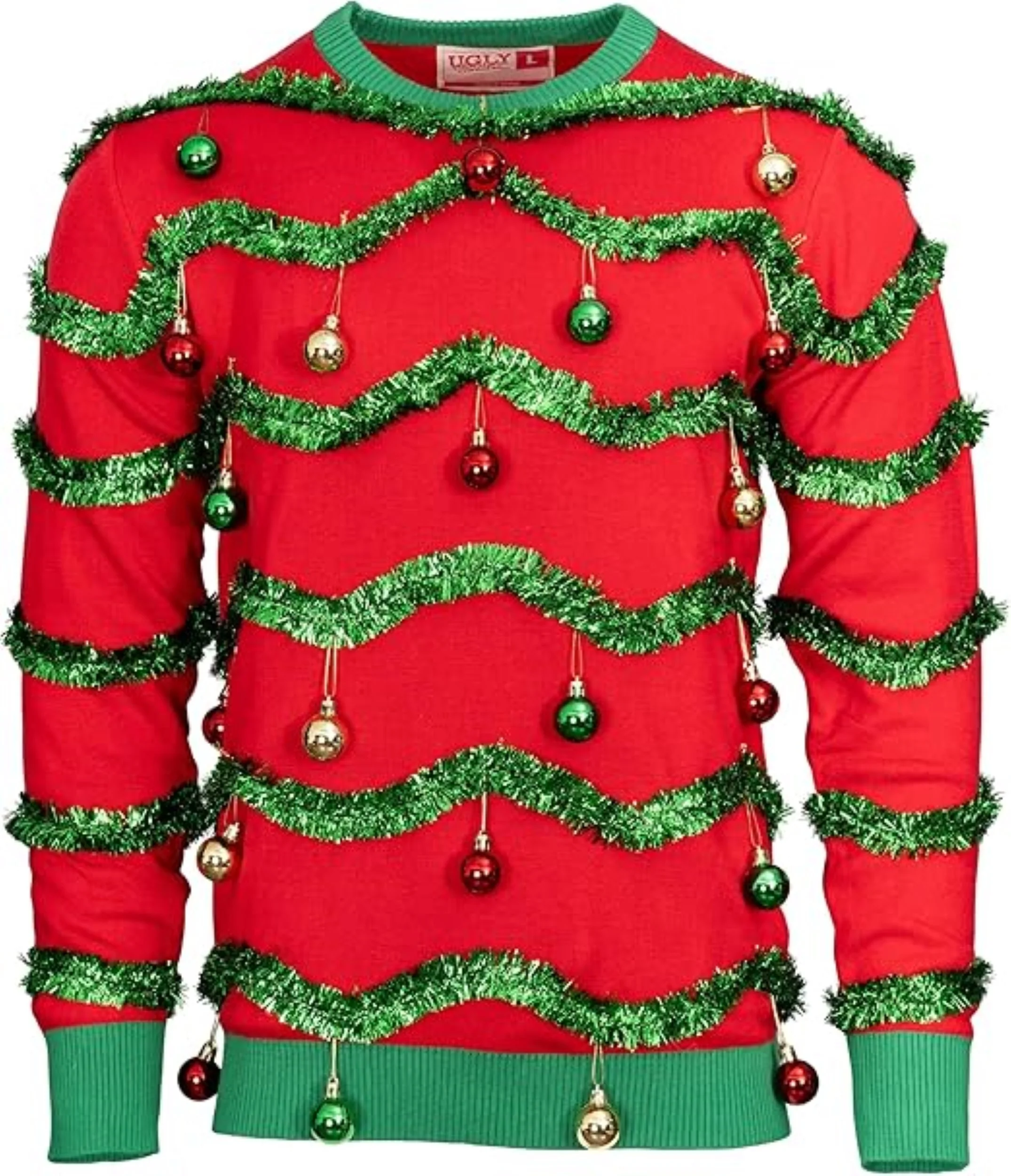 Festive Garland/3D Tree Ornaments Adult Unisex Knitted Ugly Christmas Sweater