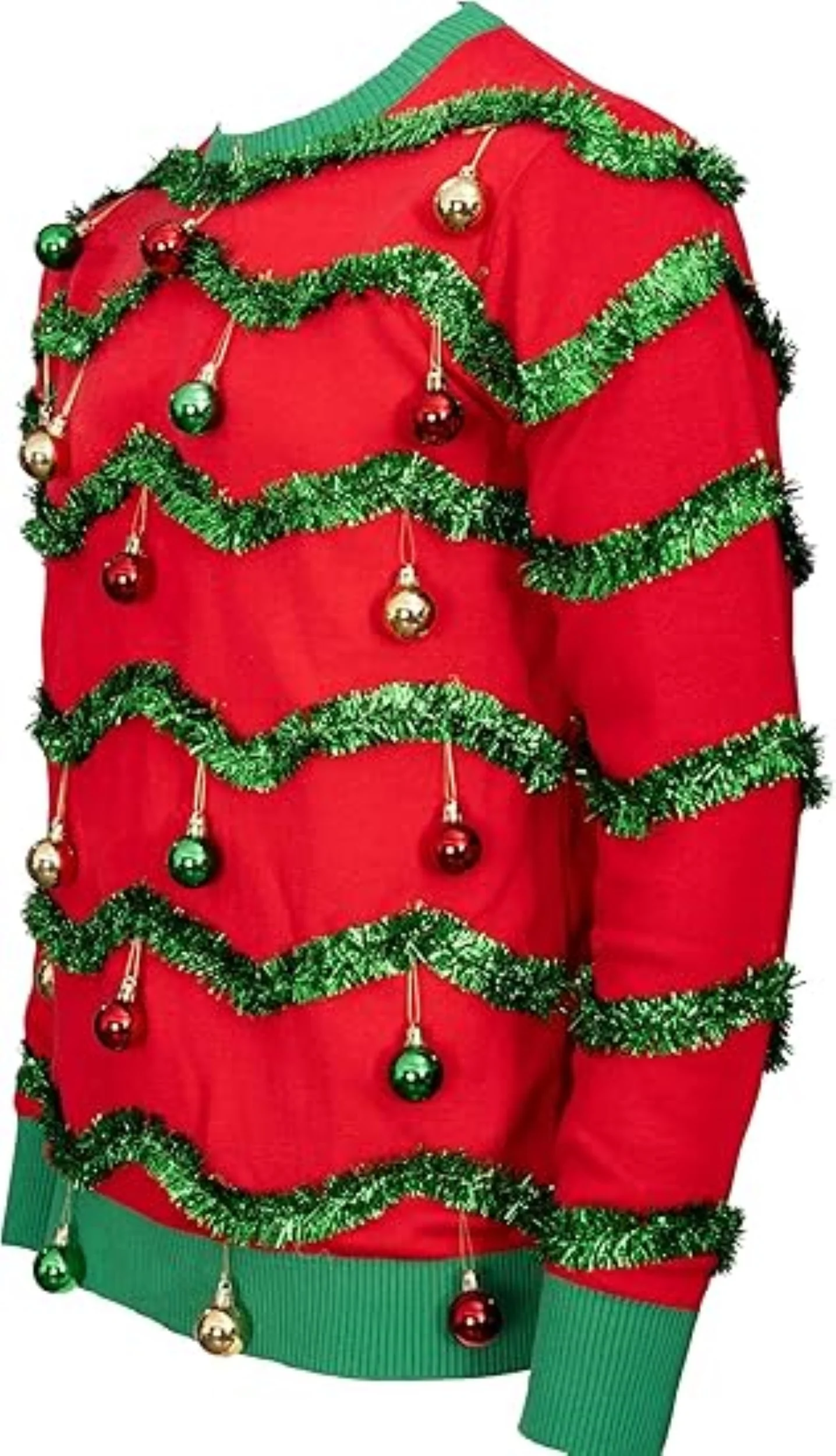 Festive Garland/3D Tree Ornaments Adult Unisex Knitted Ugly Christmas Sweater - Image 3