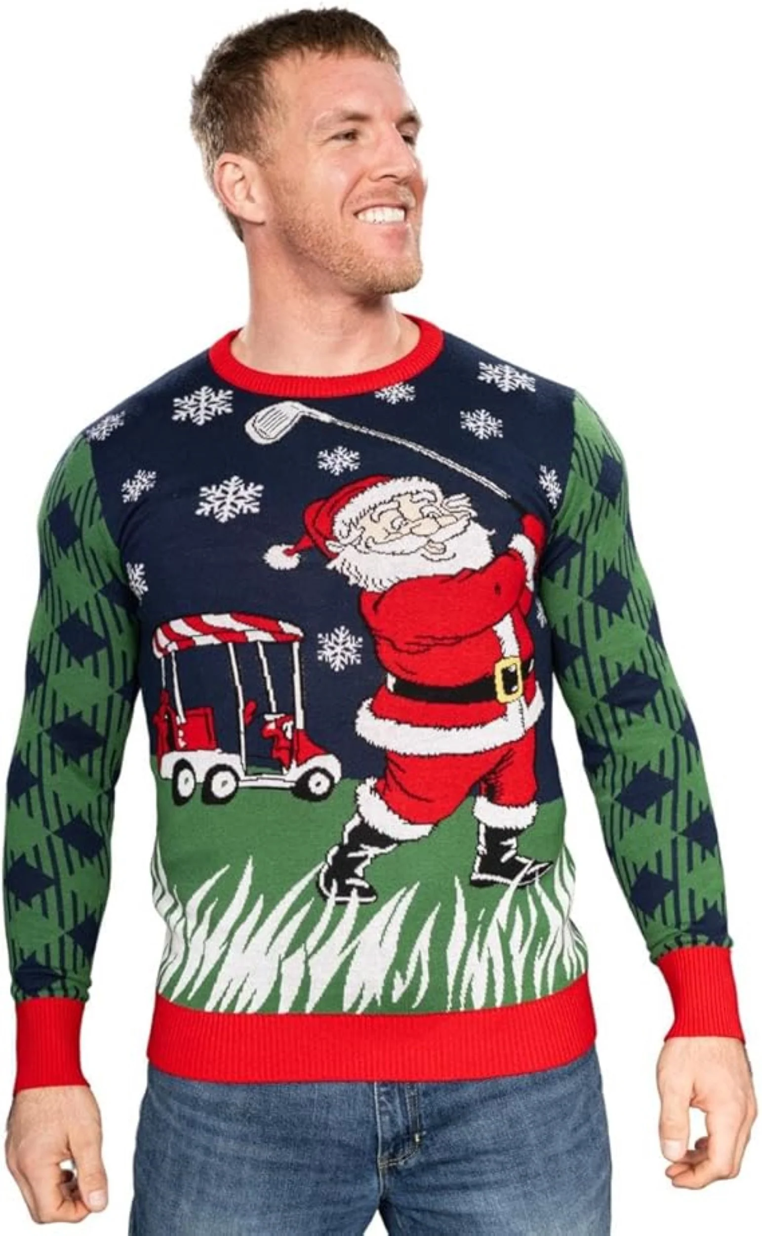 Golfing Santa Claus Adult Unisex Ugly Christmas Sweater - Image 6