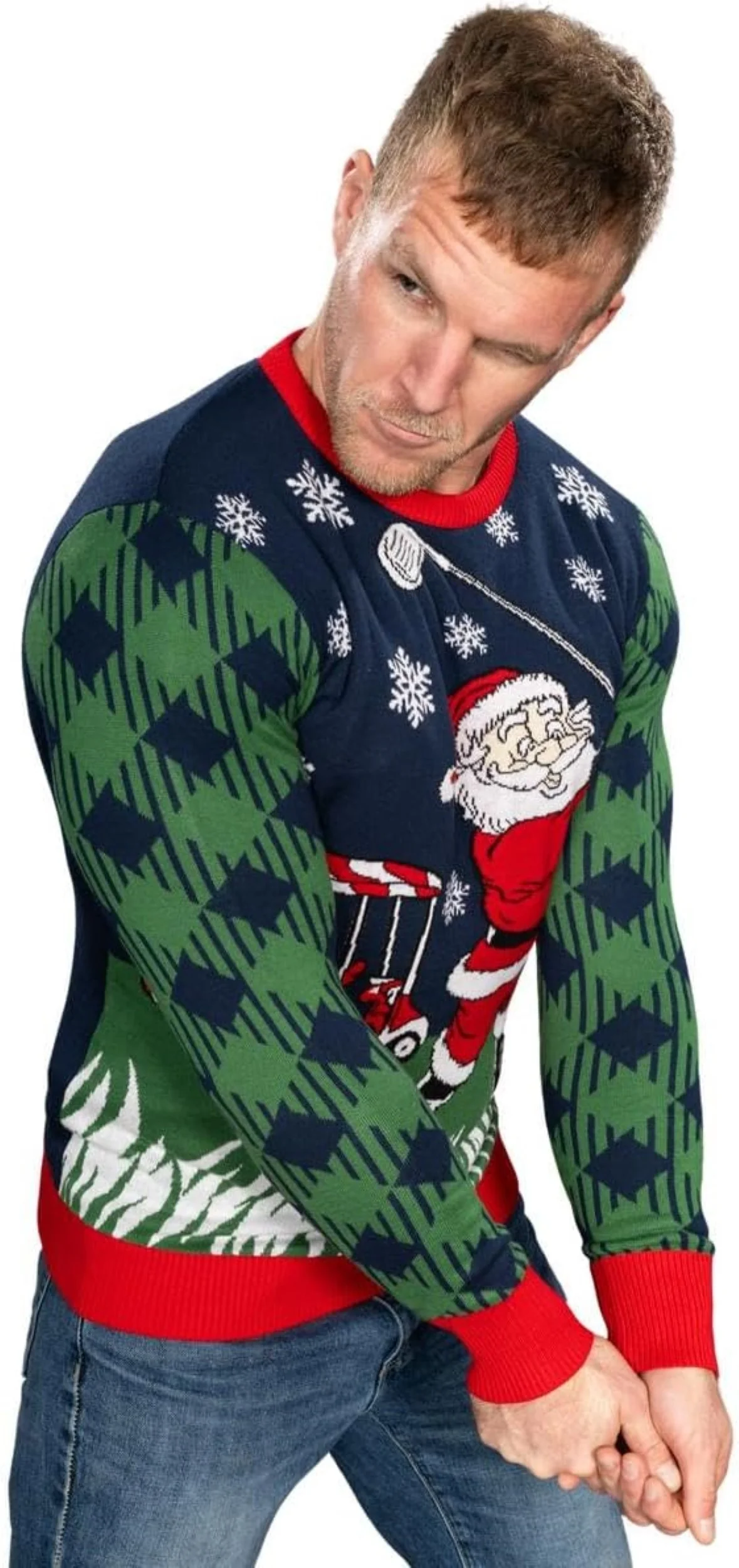 Golfing Santa Claus Adult Unisex Ugly Christmas Sweater - Image 7