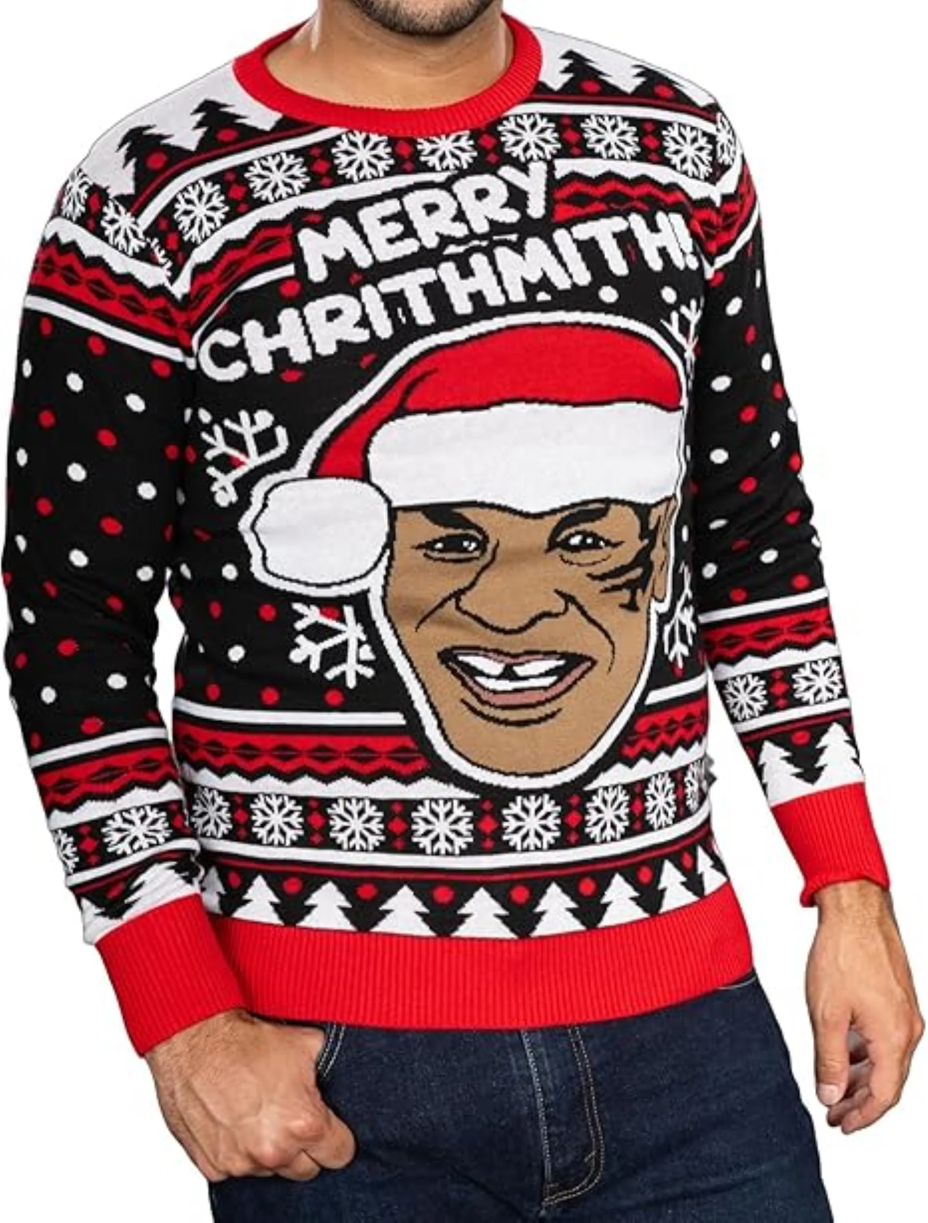 Merry Chrithmith! Iron Mike Santa Adult Unisex Funny Ugly Christmas Sweater - Image 2