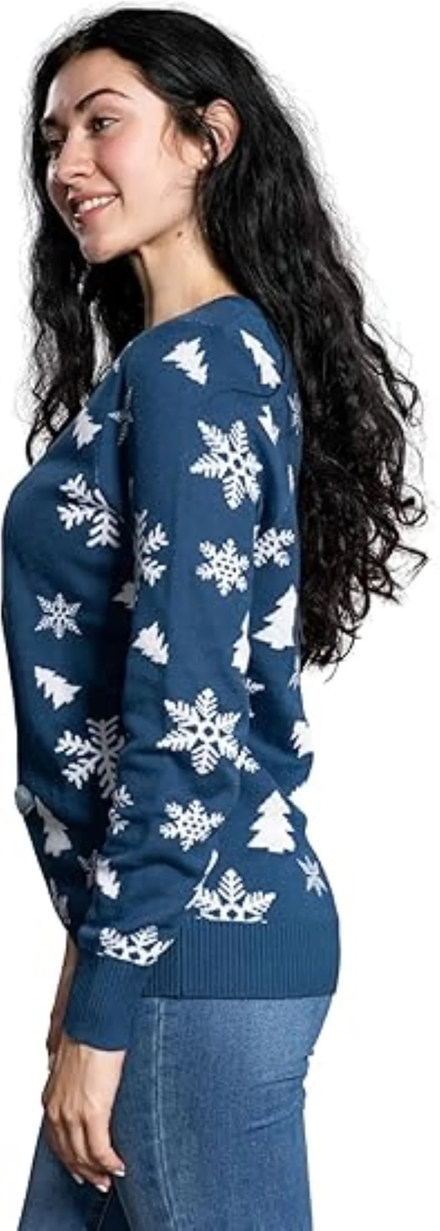 Women’s Flashy Sequin Funny Snowman Ugly Christmas Sweater - Image 4