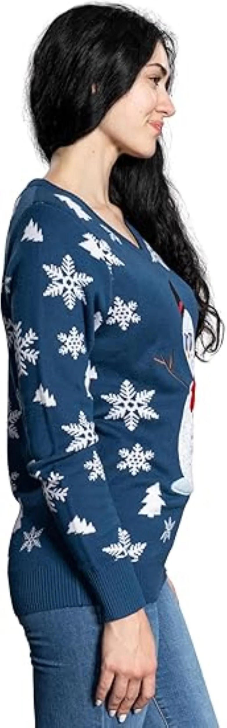 Women’s Flashy Sequin Funny Snowman Ugly Christmas Sweater - Image 6