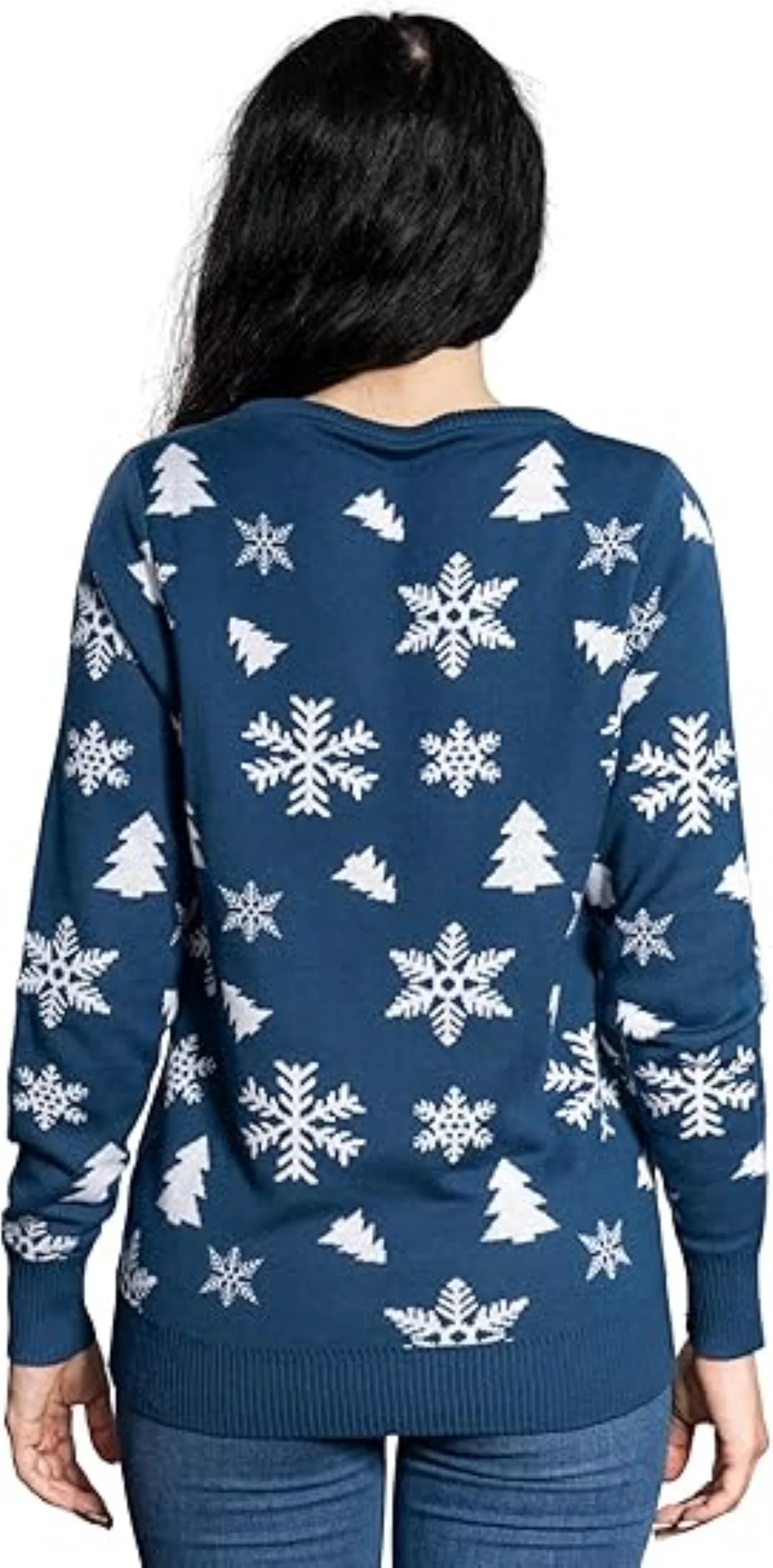 Women’s Flashy Sequin Funny Snowman Ugly Christmas Sweater - Image 7