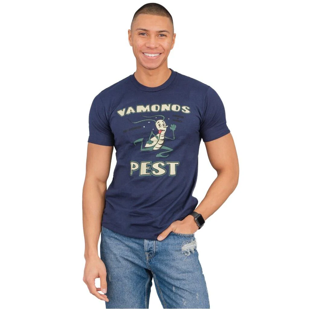 Vamonos Pest Logo Adult Unisex Halloween Cosplay Navy T-Shirt - Image 3