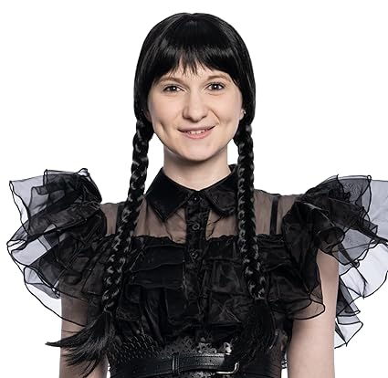 Wednesday Spooky Family Deluxe Halloween Cosplay Costume Wig