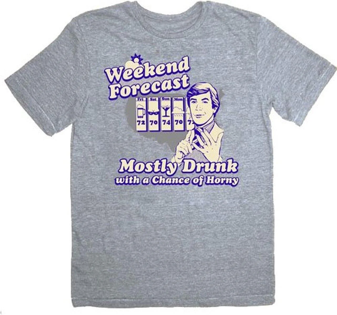 Weekend Forecast Mostly Drunk Chance Horny Funny Adult Unisex T-shirt