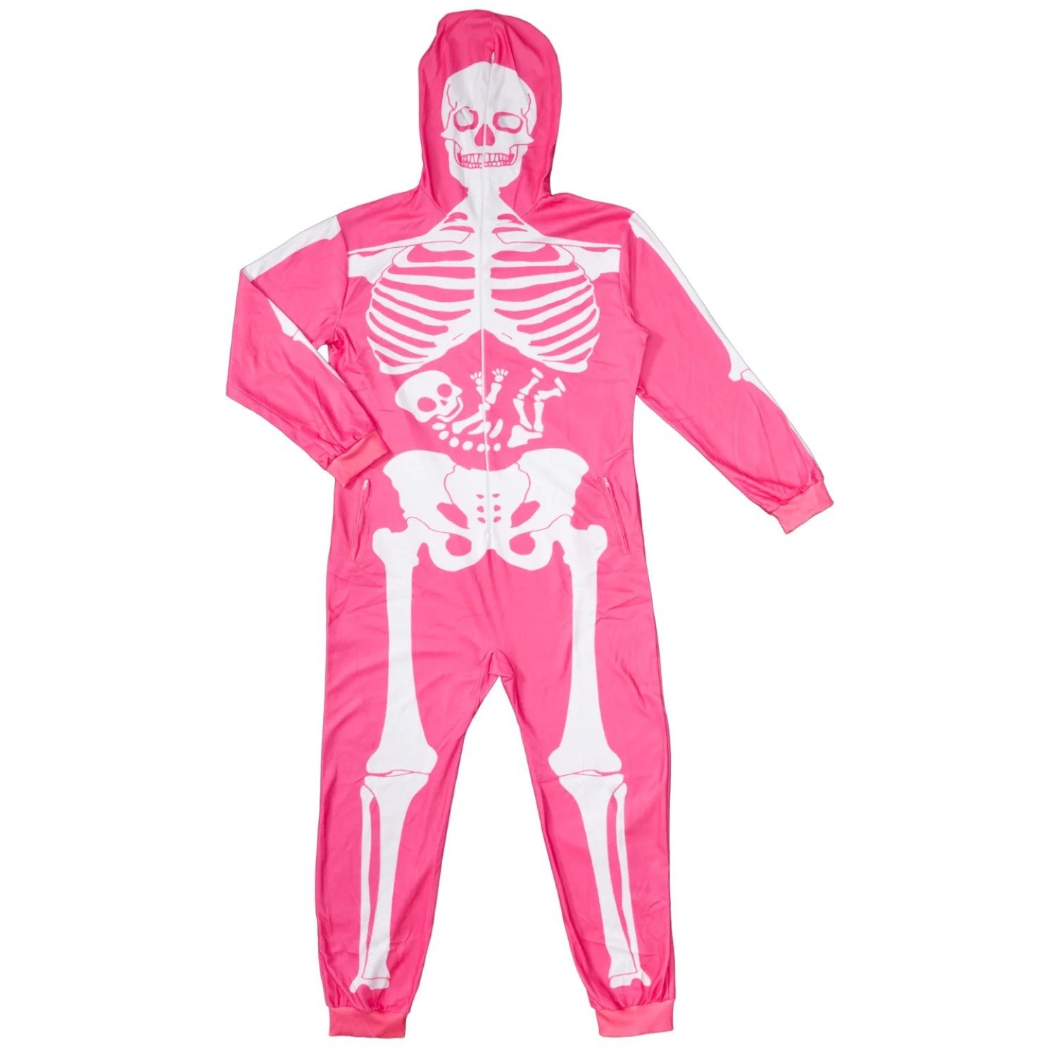 Women's Pink Skeleton Halloween Costume Cosplay Jumpsuit (With Mask) - Image 5